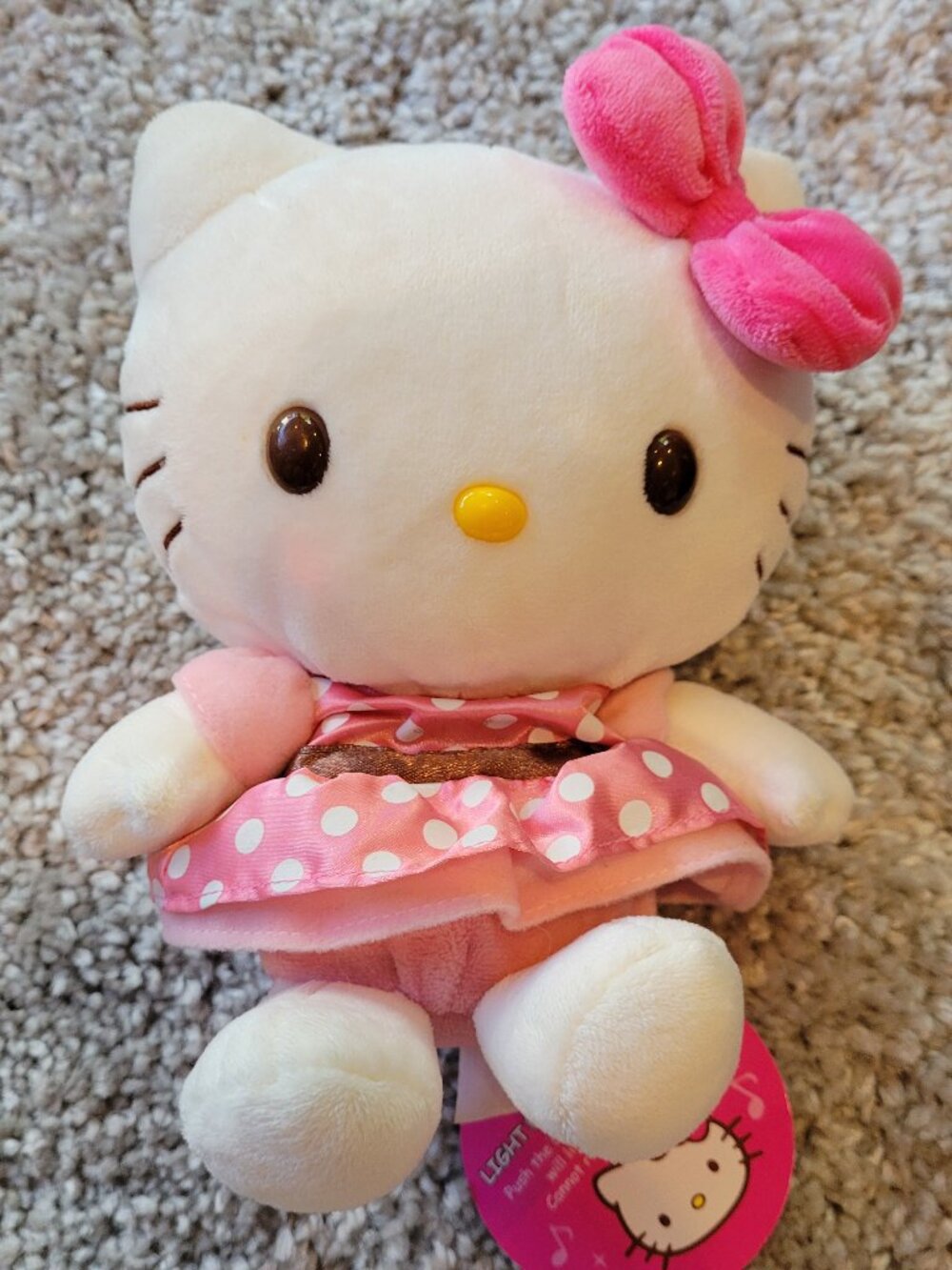 Vintage 2007 Sanrio Polka Dot Hello Kitty 8.5" Light-up Plush Toy - Tested Works
